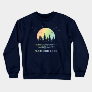 Flathead Lake Montana Fishing Hiking Camping Outdoors Crewneck Sweatshirt